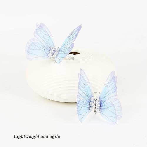 Set de 2 Pinzas Medianas para Cabello con Alas Colgantes de Mariposa Azul miniatura 6