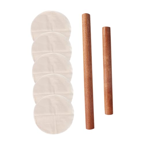 1 Set Wooden Rolling Pin Dough Roller Steamer Liners for Baking Non Stick Kitchen Utensils for Making Pasta Cookies and Dumpling Wrappers