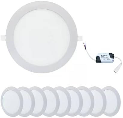 Kit 10 Painel Plafon Led 18w Redondo Embutir Branco Frio Alto Pad...
