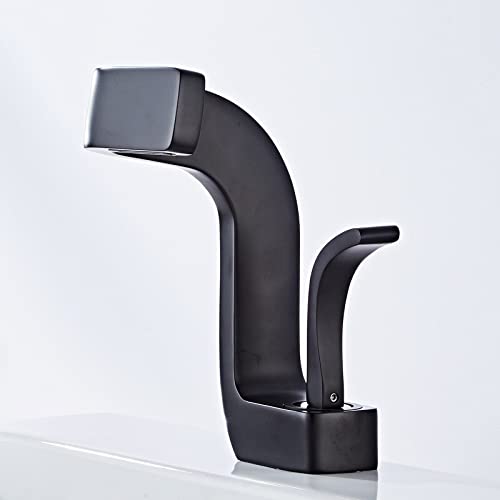 TTDGYYXW Grifo de baño Negro Elegante Grifo Mezclador de Lavabo de latón Control de Agua fría y Caliente Elegante Grifo de Lavabo para baño (Nero)