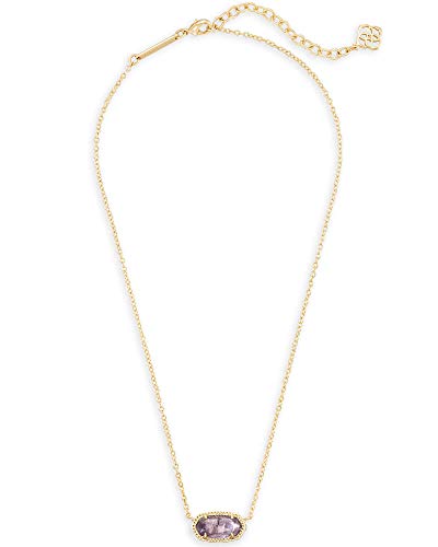 Kendra Scott Signature Elisa Pendant Necklace, 40.6 cm + 7.5 cm Extender, One Size, Brass Metal, Amethyst