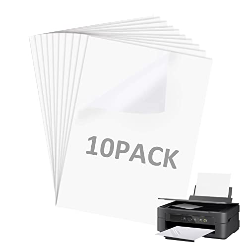 DRERIO 10 Fogli Adesivo Autoadesivo Traslucido Stampabile Carta Adesiva in Vinile Impermeabile A4 Adesivo Resistente allo Strappo Stampa Semi Trasparente Asciuga Rapidamente per Fai da Te, Artigianato
