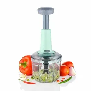 HR Food Chopper 900ml Steel Blade Large Manual Hand-Press Vegetable Chopper Mixer Cutter Push Chopper to Cut Onion, Salad, Tomato, Potato (Pack of 1)