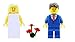 Produktbild Bride & Groom (in Blue Suit) with Flowers - Custom made using LEGO parts by Penzora Customs