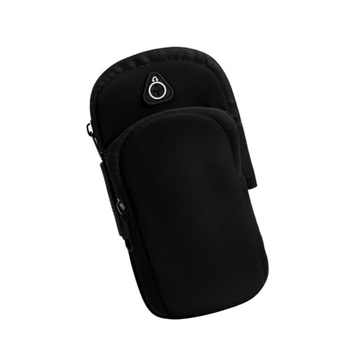 Bolsa de braço para celular de corrida - Armazenamento universal de camada dupla para telefones celulares, cosméticos e chaves com conector de fone de ouvido para lazer ao ar livre (preto)