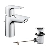 GROHE QUICKFIX Start Edge, Miscelatore monocomando per lavabo, Taglia S, con tecnologia GROHE Water Saving, Cromo, 24196001