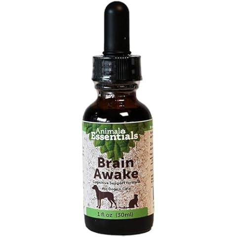 Animal Essentials Brain Awake for Dogs & Cats - Cognitive Support Supplement, Senior Support, Lion's Mane, Brain Health, Herbal Formula - 1 Fl Oz Cover