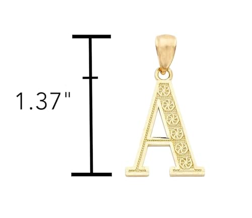 10K Yellow Gold Diamond Cut Alphabet Initial Letter Charm Pendant (Large Size) (A) (1.37")3