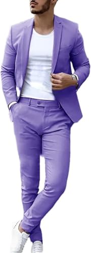 Men's 2 Piece Slim Fit Casual Suit Jacket Pants Formal Wedding Tuxedo Groom Set HRX12