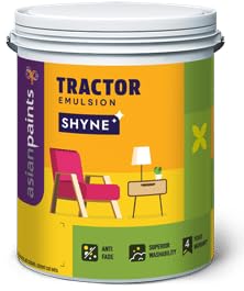 Image of Asian Paint Tractor Emulsion Shyne Economy Emulsion - Affordable | Good Coverage, Smooth Finish | 4 Liter (White)