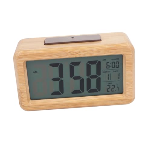 Cabilock 1 Pieza Reloj electrónico de Madera Maciza Digital Reloj de cabecera despertadores para dormitorios Despertador electrico Relojes para Sala de Estar Despertador de Noche Bambú