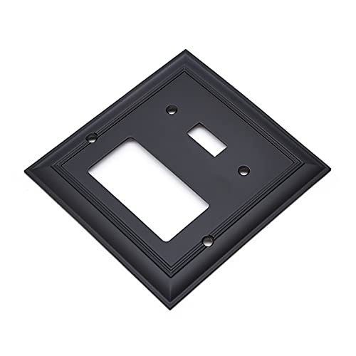 Amazon Basics Decorative 2-Gang Combination Wall Plate - 2-Pack, Flat Black #TOP1