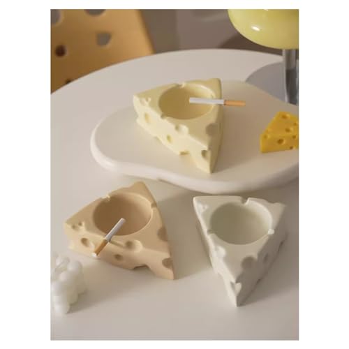 Cendrier de table fromage céramique salon déco maison vintage blanc - 6