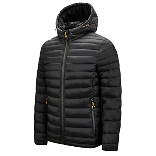 YuanDiann Homme Grande Taille Veste Matelassée a Capuche Décontracté Léger Chauds Plume Doudoune Manteau Respirant Duvet Coton Rembourrée Blouson Noir 4XL Cover
