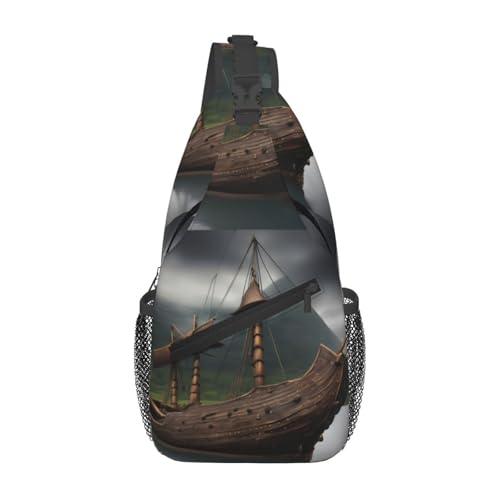 Mochila de bandolera para senderismo con estampado barco vikingo
