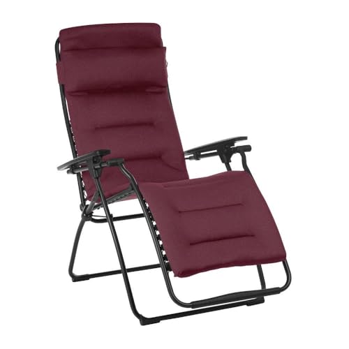 Lafuma Futura Air Comfort Zero Gravity Chair (Bordeaux Red) Padded Recliner & Outdoor Folding Patio Lounger