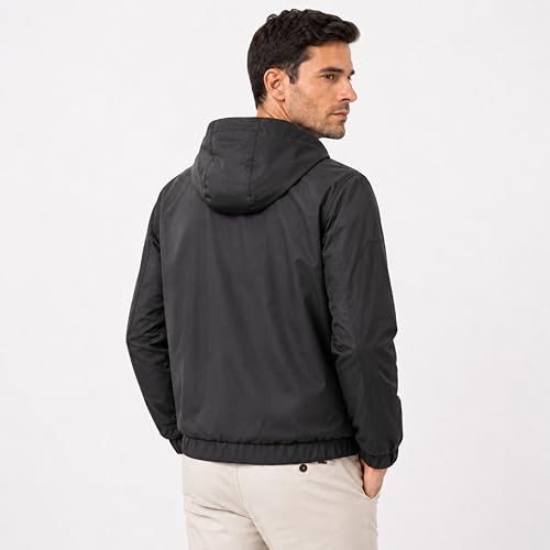 Image of Men's Water-Resistant Full Sleeve Jacket for Light Rain - Zipper Closure, Inside Pocket - Ideal for Bikers & Outdoor Activities