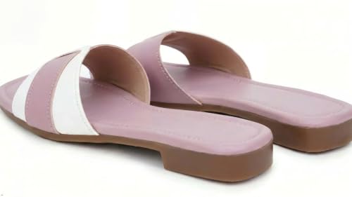 Image of Women's Square Toe Buckle Strap Flat Slides