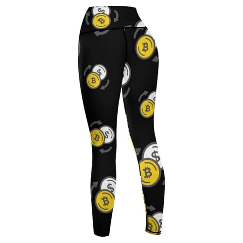 Bitcoins and Dollar Yoga Pants Leggings for Women High Waisted Tummy Control Workout - Image 6