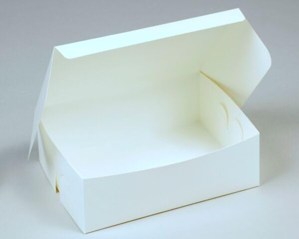 bag it Plastics 250 White Cake Boxes 7.5 x 5.5 x 2.5 Inch - Strong Cardboard Cake Box with Lid (190 x 150 x 64mm) - Food Safe Flat Packed Cake Packaging for Bakery, Takeaway, Wedding & Birthday