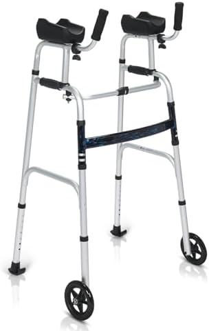 KosmoCare Upright Walker With 5" Castors | Height Adjustable With Forearms | Folding for Elderly | Walking Aid for Adults