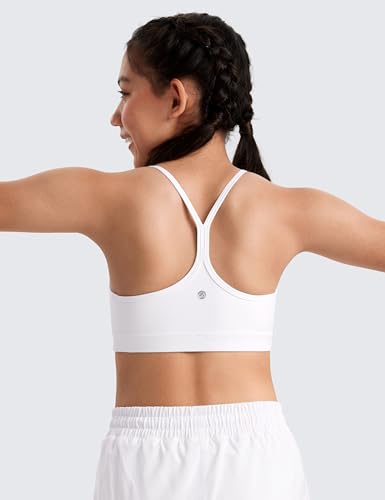 Image of CRZ YOGA Girls Butterluxe Y Back Sports Bra | Light Support, Removable Pads, Yoga, Athletic, Extremely Soft, Scoop Neck, Spaghetti Straps, for Teen