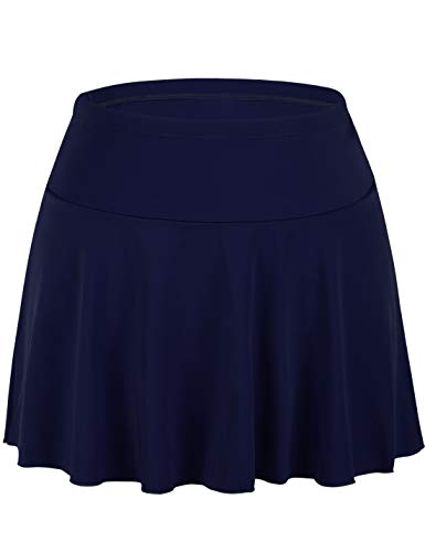 Septangle Womens Mid Waist Swim Skirt Tummy Control Swimsuits Tankini Bikini Bottom (Navy Blue, Us 12) #TOP1