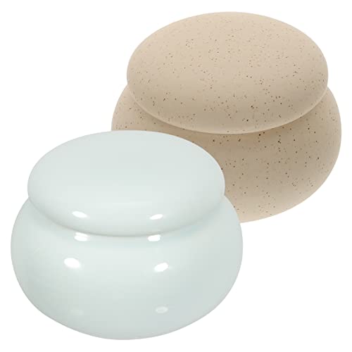 Mikinona Lot de 2 Pots de Rangement Élégants pour Cosmétiques Contenants en Céramique pour Pinceaux à Gobelets de Manucure pour Crèmes à Lèvres Poudres Idéal pour Les Voyages