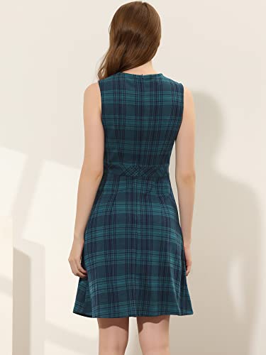 Robe de travail en tweed sans manches au design haut de gamme bleu