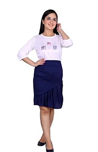 Image of Polycotton Skirt Top Set for Girls Fancy Skirt with White Top for Girls Kids