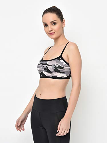 Image of Da Intimo Women's Synthetic Non-Wired Bra (DI-1256 BLACK-F20-L Camo Black L)