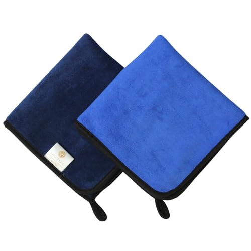 Image of MUSHIES 800 GSM Microfiber Cloth (40x40 cm, Pack of 4) Double Layered Highly Absorbent Heavy Plush Microfibre Towel Cloth for Car Cleaning, Washing, Drying, Polishing & Detailing (Blue /Yellow)