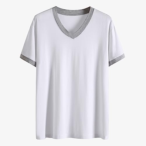 Wowcarbazole Men's Pajamas Set Short Sleeve V Neck Modal Soft Sleepwear PJS set 2 Piece Nightwear with Pockets2