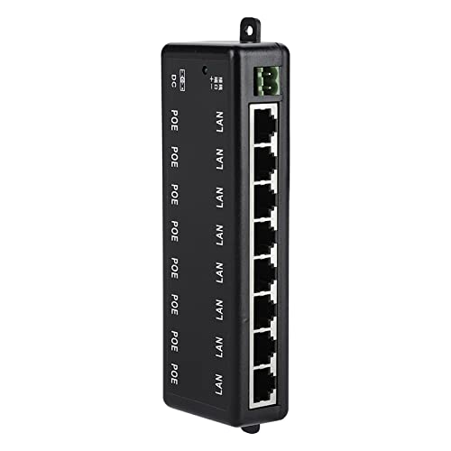 KANASI Adaptador Pasivo PoE de 8 Interfaces, Inyector Power Over Ethernet DC12V 48V 125W para Cámaras IP miniatura 7