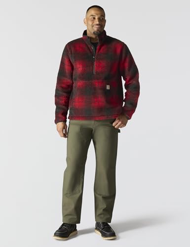 Carhartt Men's Loose Fit Fleece Pullover, Industry Red Ombre Plaid, Medium - image 3