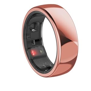 TROGN Smart Ring, Fitness Smart Ring for Health Fitness Monitor, Step Tracker, Sleep Monitor, Blood Oxygen, Heart Rate, Calorie Burn, Finger Temperature, IP68 (Rose Gold) (9#)