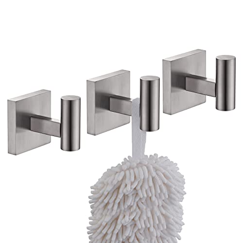 Image of KOKOSIRI Robe Hook Bathroom Towel Coat Hooks for Bath Kitchen Wall 3 Pack Brushed Nickel Stainless Steel B1013BR-P3
