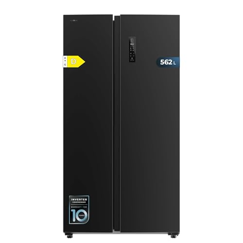 Cecotec Frigorifero Americano Bolero CoolMarket SBS 562 Scuro D. Compressore Inverter Plus Frigorifero Side By Side Inox Scuro 177X91.2Cm, 562L, No Frost, Multiairflow, Classe D, Fast Cooling