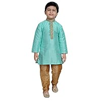 Tathastu Boys Silk Kurta Set -1154D-3-Green