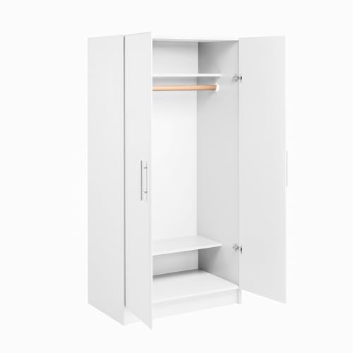 Image of Prepac Armoir, Elite 32 inchW x 65 inchH x 24.5 inchD White & Cabinet - Functional Storage with Hanging Rail
