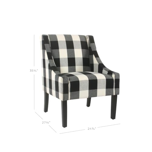 Image of HomePop Swoop Arm Accent Chair - Black Plaid