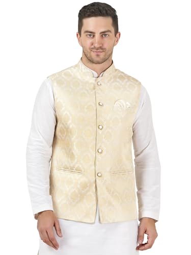 Image of Badoliya & Sons Men's Brocade Zari Nehru Jacket /Waist Coat