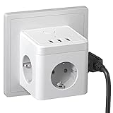 6-in-1-Multifunktionssteckdosen: Diese Mehrfachsteckdose mit USB verfügt über 3 Steckdosen, 3 USB-Anschlüsse. Steckdosenwürfel ohne Kabel mit perfekter Stromversorgung auf kleinstem Raum, ideal zum Laden von Mobiltelefonen, Tablets, Computern usw.