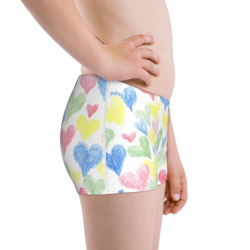 Boys' Cotton Boxer Brief Soft Underwear-Hand Drawn Colored Hearts2