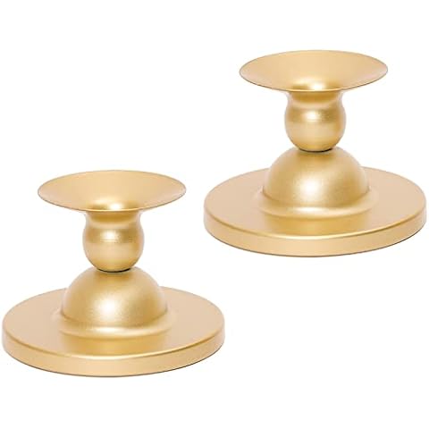 Lamapee Candle Sticks Holder, 2 Pack Candle Holders for Pillar Candles or Taper candle, Gold Cover