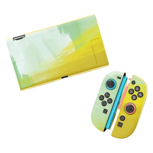 スイッチ2対応 保護ケース For Switch2 カバー 可愛い グラデーションカラー TPU製 分体式 本体 グリップ ケース アクセサリー キズ防止 全面保護 +4*親指キャップ (A3,Switch2)