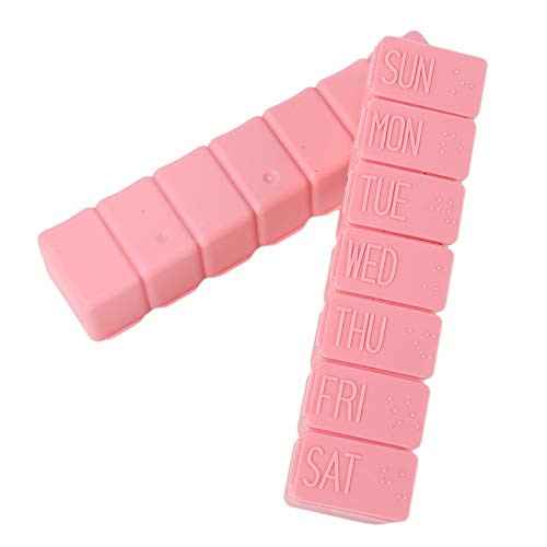 GUAngqi 2 Pcs Small Pill Box with 7 Compartments Pill Organiser Travel Medicine Organiser,Pink