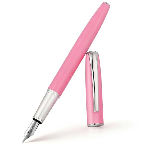 BOCIYER Super Smooth Writing Fountain Pen Set,Includes 2 Hand Polished Iridium Nibs(Fine & Extra Fine),8 Ink Cartridges,2 Ink Refill Converter and Gift Box,Best Pen Gift Set for School,Office(Pink)
