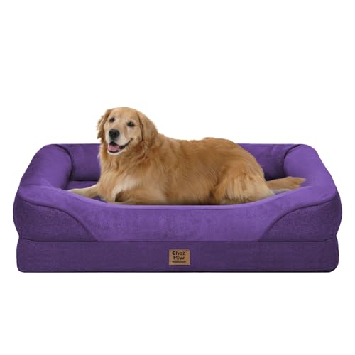 Image of Chez Paw Waterproof Orthopedic XL Dog Bed for Large and Extra Large Dogs | Egg Crate Foam, 4-Sided Bolster Support, Waterproof Liner, Non-Slip Bottom, Machine Washable Cover, 42 x 30 Inch