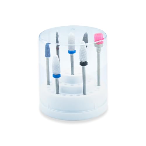 Suporte 48 Brocas Cerâmica Unhas Organizador Pequeno Branco Alongamento de Unha Unha de Gel Nail Des